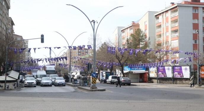 Amed sokakları mora boyandı