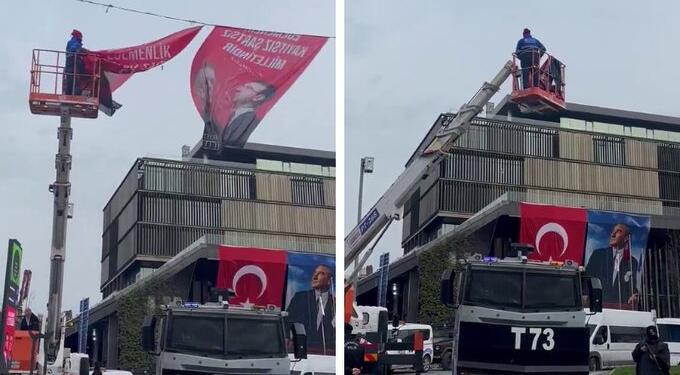 Şişli Belediyesi polis ablukasına alındı; CHP afişleri toplatıldı