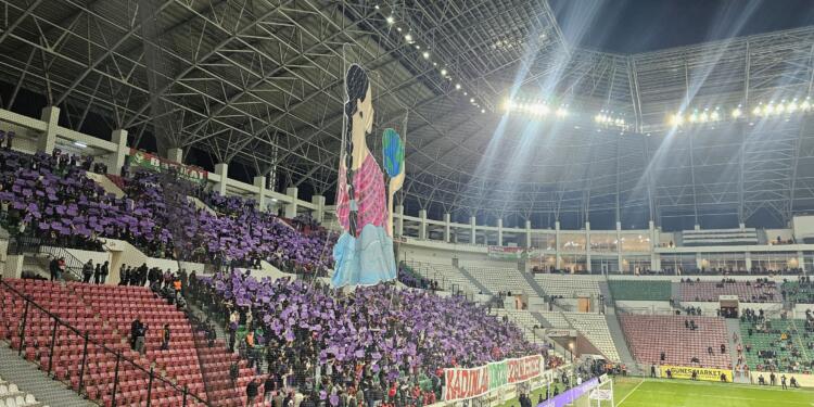 Amedspor taraftarları stadı mora boyadı