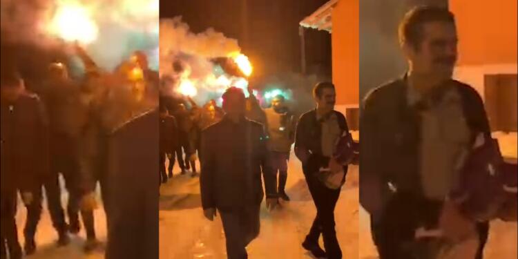 Gazeteci İsmail Çoban memleketinde meşalelerle karşılandı