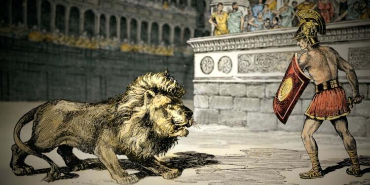 Aslanla dövüşen gladyatör kanıtı