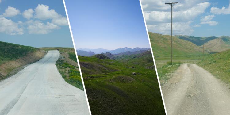 Koçerler için çukurlu, askeri üs için betonlu yol