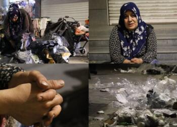 Çocuklarına bakmak için naylon topluyor: Ekmeği aslanın midesinden alıyoruz