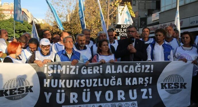 KESK’lilerin yürüyüşü sona erdi: Mücadele sürecek