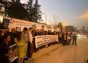 Antakya’da Alevilere yönelik saldırılar protesto edildi: İnsani koridor açılsın