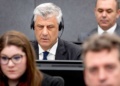 FILE - Former Kosovo president Hashim Thaci, top left, appears before the Kosovo Tribunal as he defends himself against charges including murder, torture and persecution allegedly committed during his country's war for independence from Serbia in the Hague, on April 3, 2023. (Koen van Weel/Pool via AP, File)